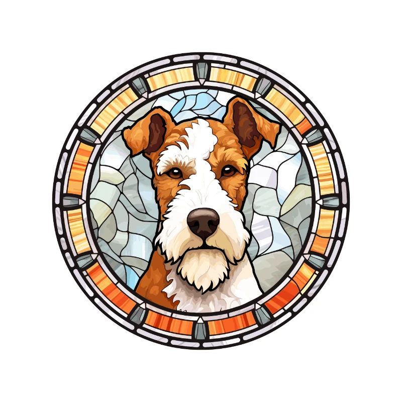 Draht Foxterrier Hunderasse Buntglas Bunt