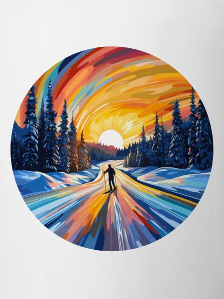 Skiing at sunset