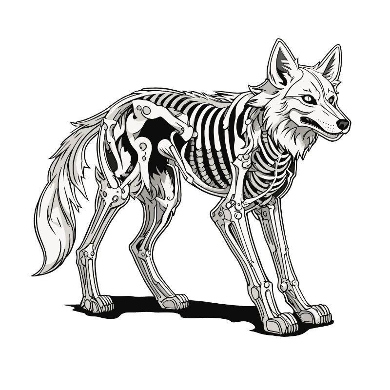 Wolf Skeleton Illustration