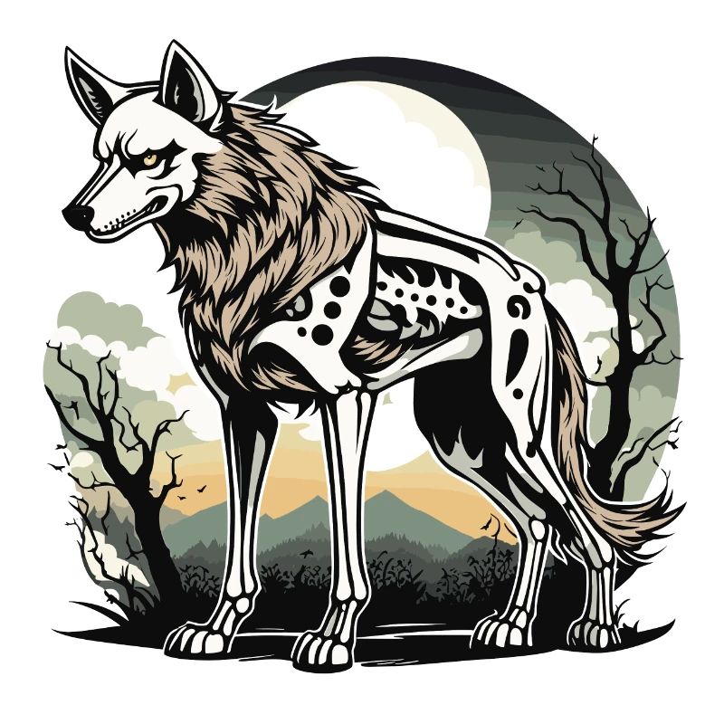 Wolf Skeleton Illustration