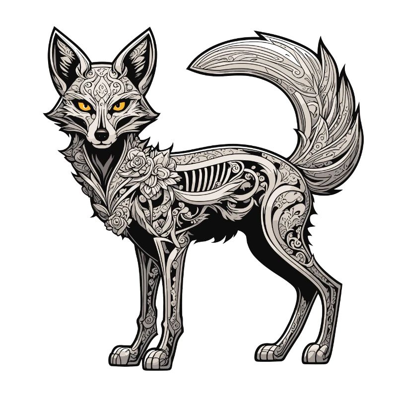 Fuchs Skelett Illustration