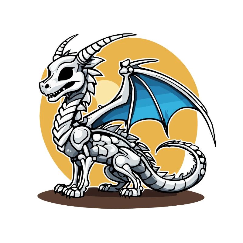 Cute Dragon Skeleton Illustration