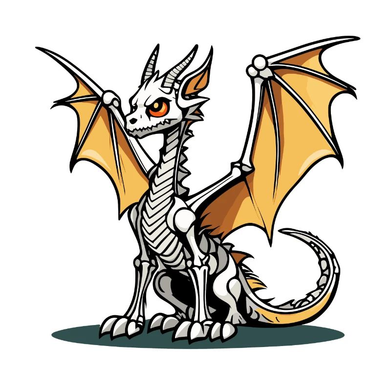 Cute Dragon Skeleton Illustration