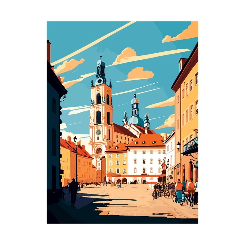 Ceske Budejovice République tchèque Affiche de voyage