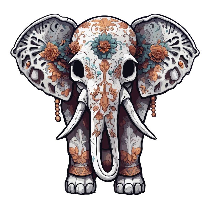 Elephant / Animal / Oriental / Flowers / Pattern