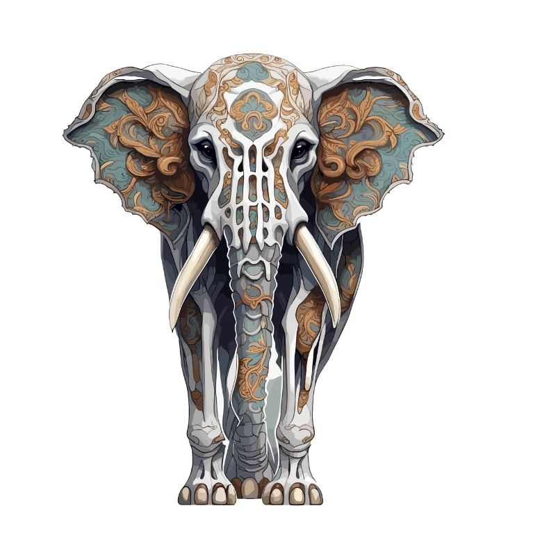Elephant / Animal / Oriental / Flowers / Pattern