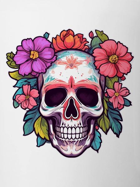 Human Skull & Flowers 30