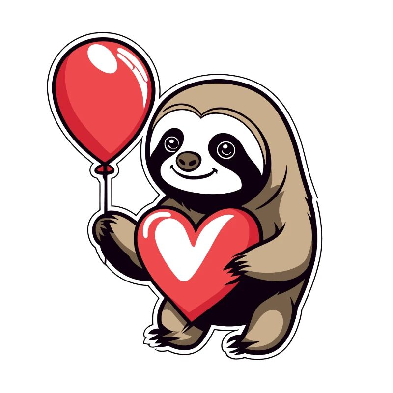 Faultier Herz Illustration Valentinstag