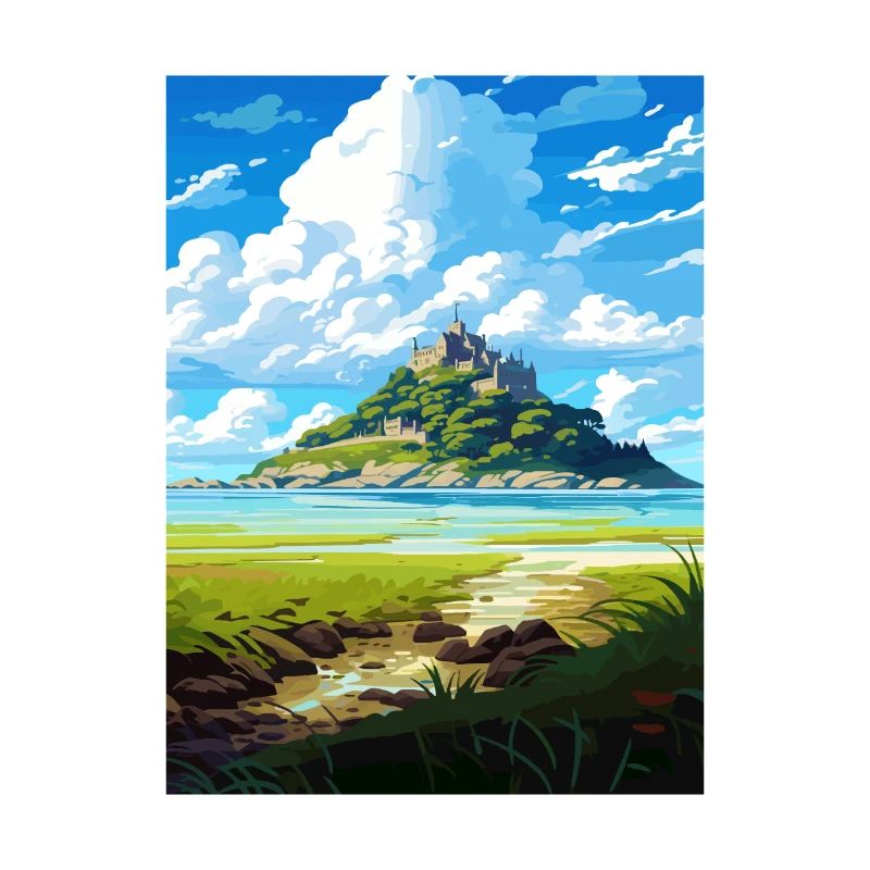 St Michaels Mount Cornwall Affiche de voyage Vintage