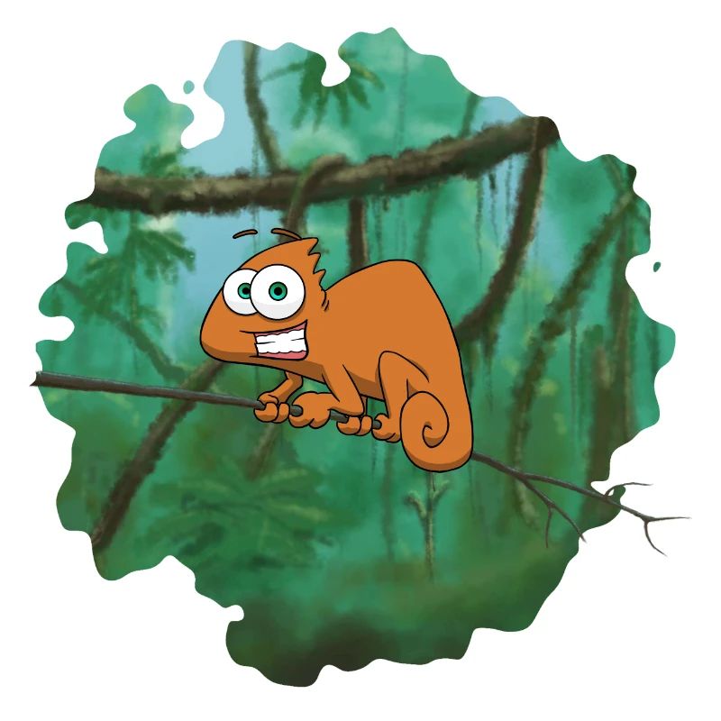 Orangenes Cartoon Chamäleon