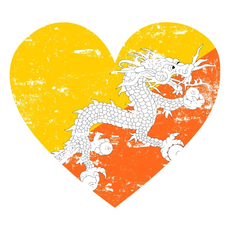 Drapeau du Bhoutan en forme de cœur