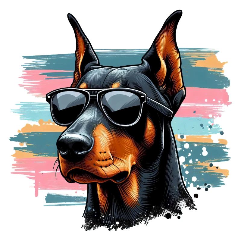 Doberman chiot Splash Art