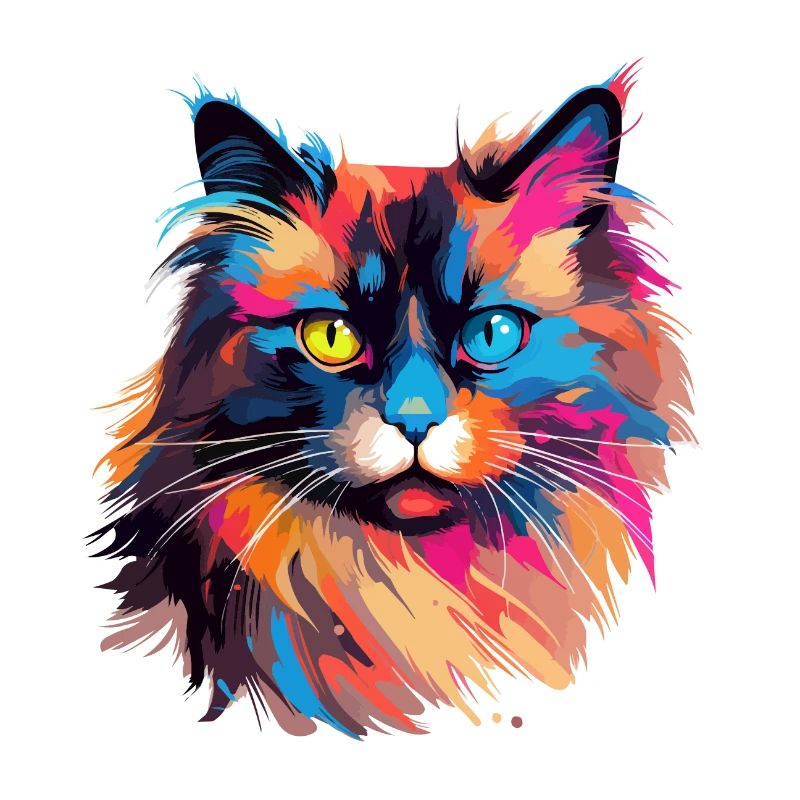 Éclaboussures colorées de peinture de chat birman