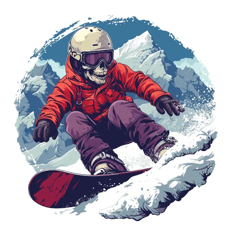 Skull Snowboarder Snowboard Après-Ski