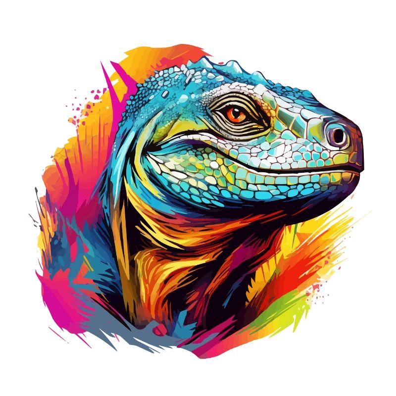 Bunter Komodowaran Farbkleckse Farbspritzer