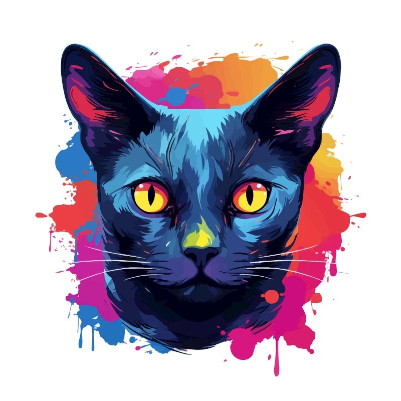 Russian Blue Cat Paint Splashes Paint Splashes