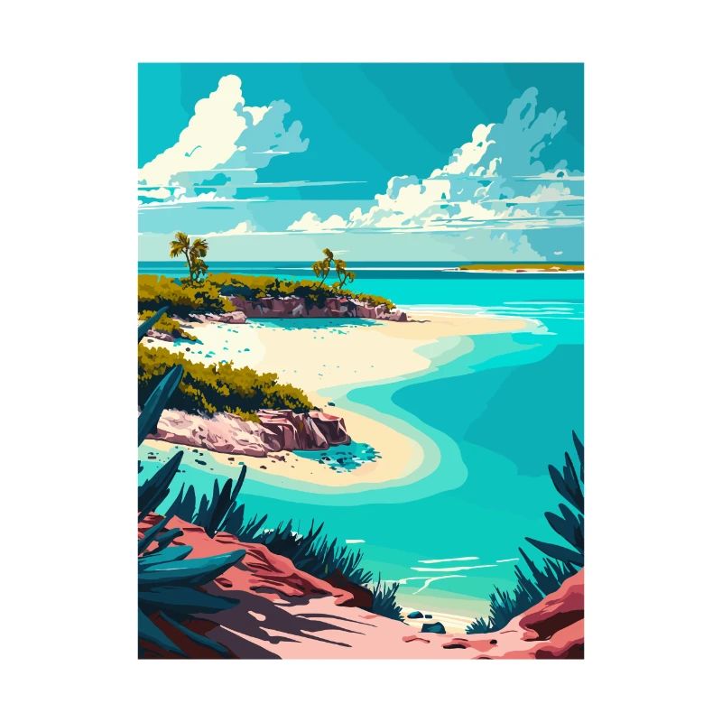Îles Turques-et-Caïques Caraïbes Affiche de voyage