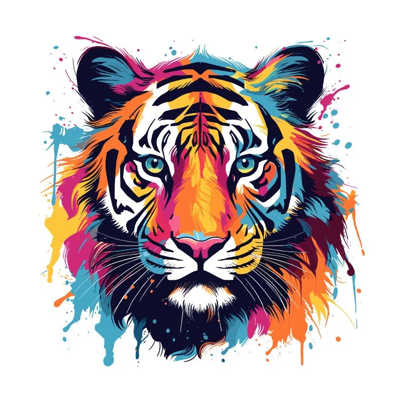 Bunter Tiger Farbkleckse Farbspritzer