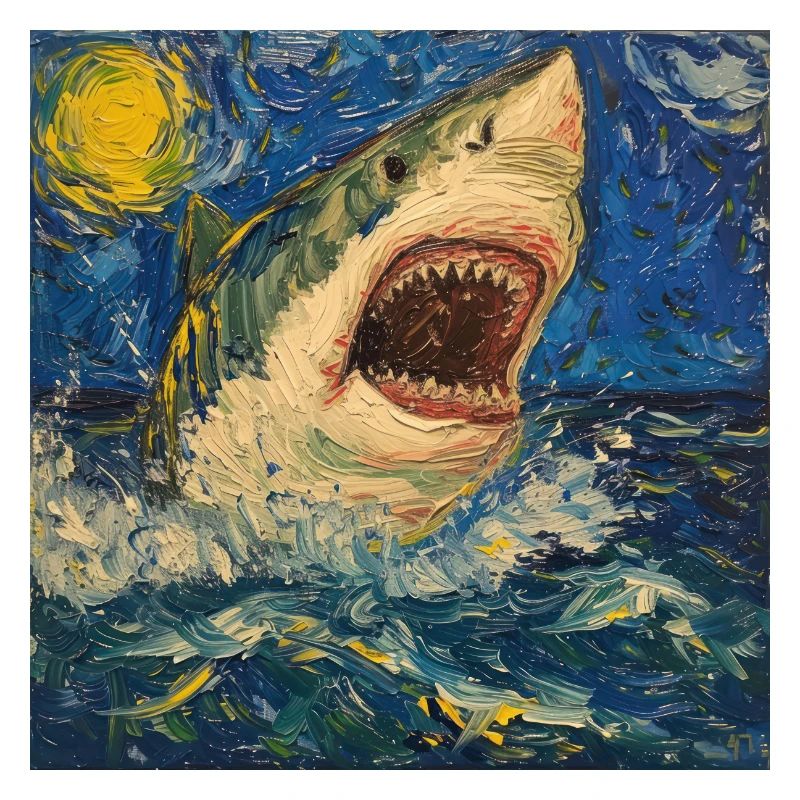 Shark, Shark, Fish, Van Gogh, Starry Night
