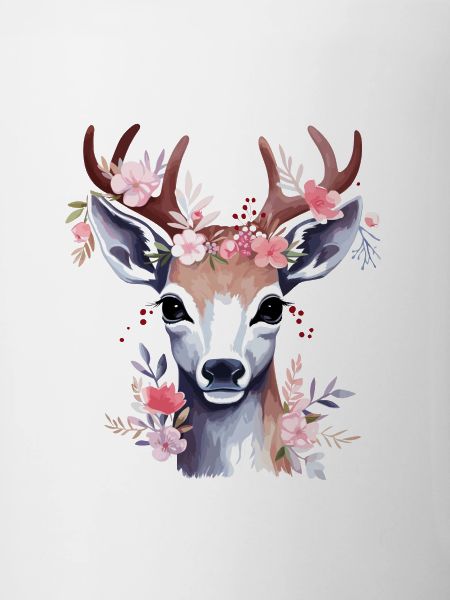 Sweet deer with flowers