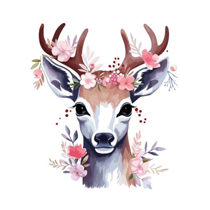 Cerf doux avec des fleurs