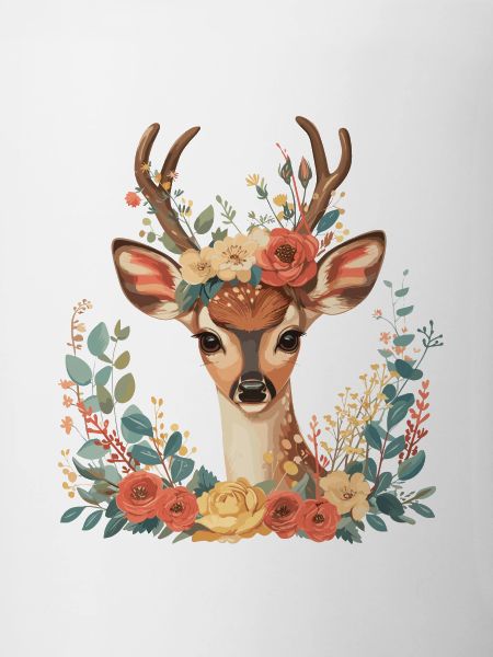 Deer with flower tendrils