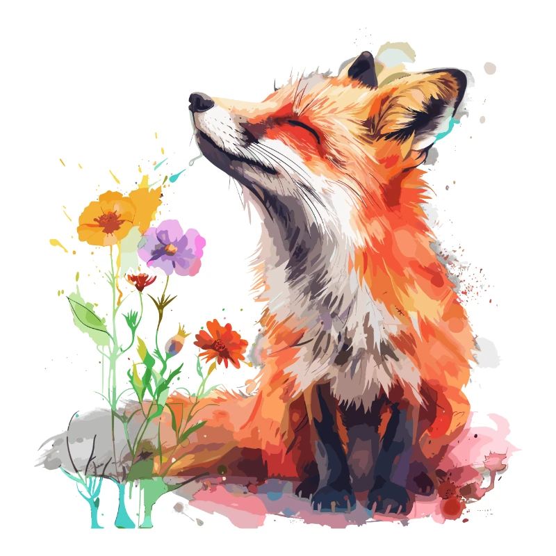 Renard aquarelle, Fox