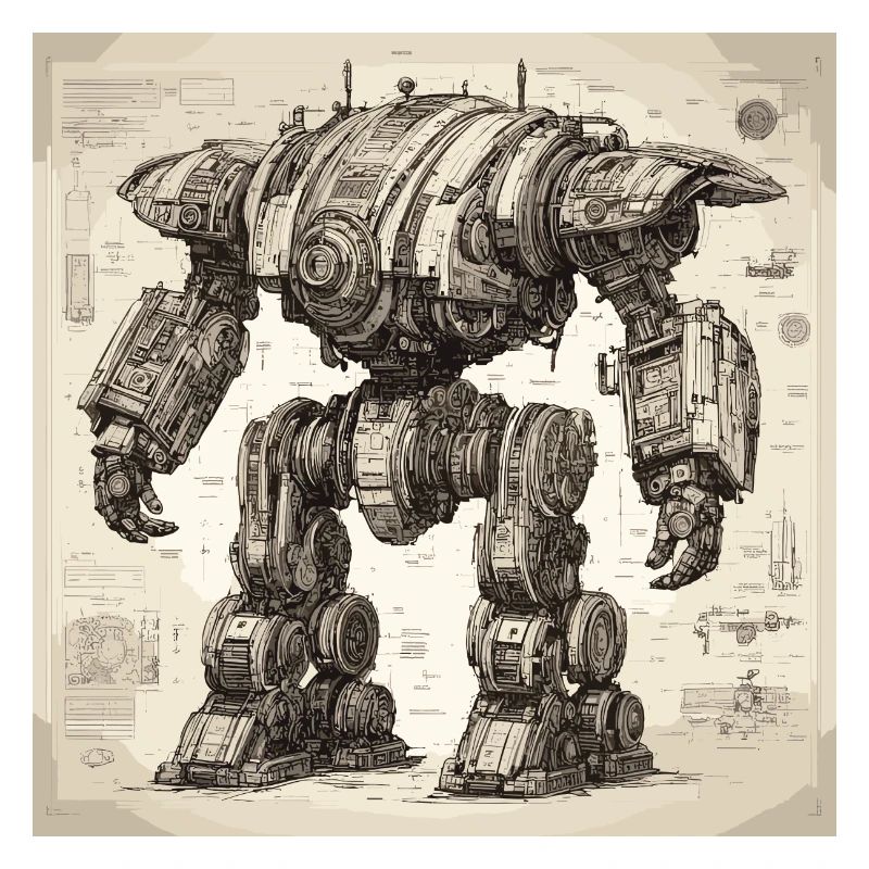 Blueprint / Sepia / Vintage / Retro / Robot