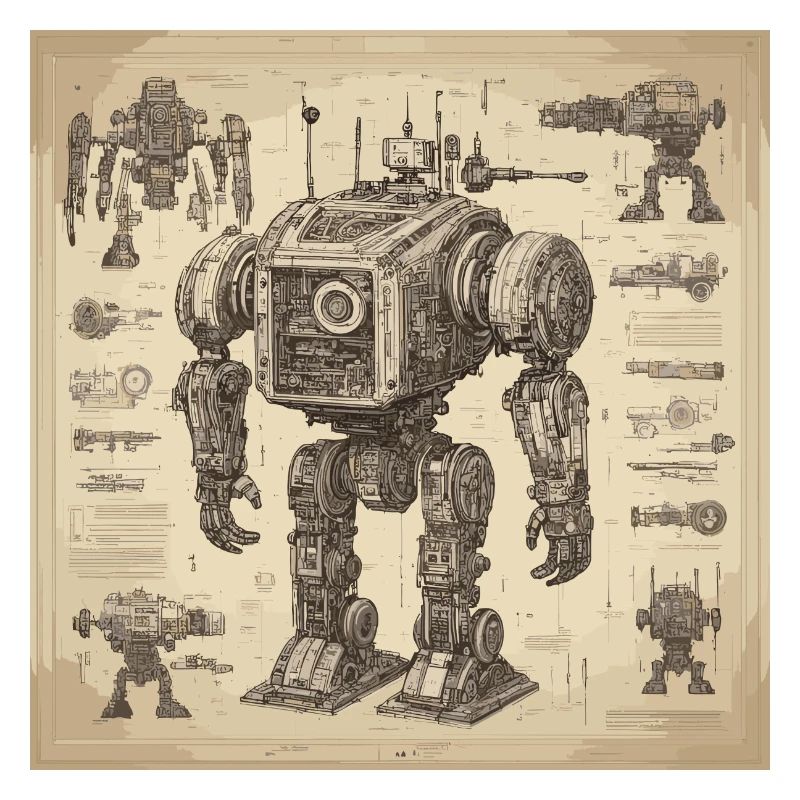 Blueprint / Sepia / Vintage / Retro / Robot