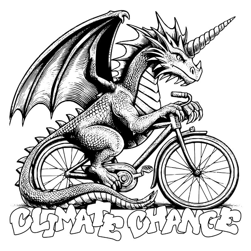 Dragon on bicycle