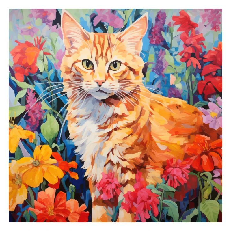 chat, motif de chat, fleurs, cadeau, idée cadeau