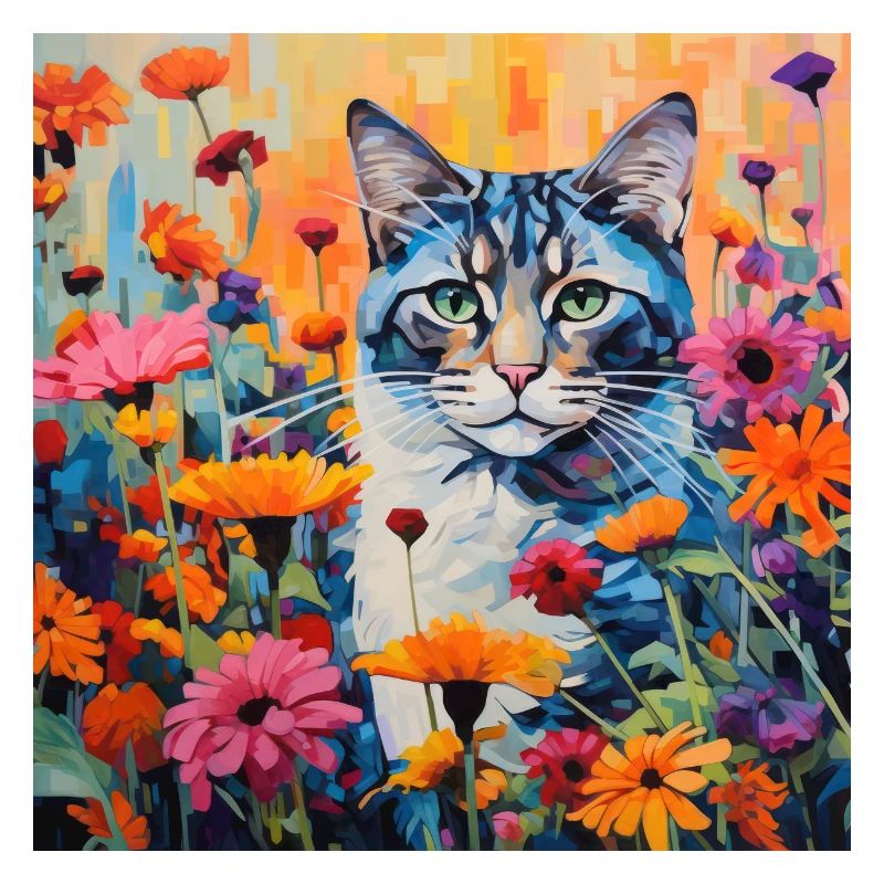 Katze, katzenmotiv, blumen, geschenk, geschenkidee
