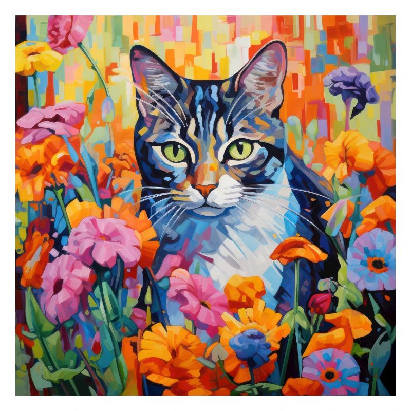 chat, motif de chat, fleurs, cadeau, idée cadeau