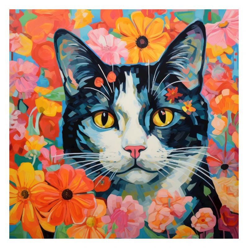 chat, motif de chat, fleurs, cadeau, idée cadeau