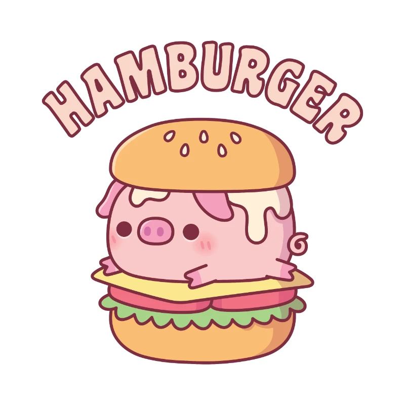 Cute Pig Hamburger Funny Pun