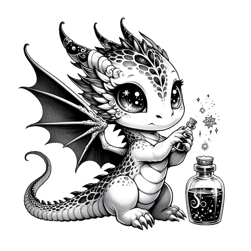 Cute dragon with potion