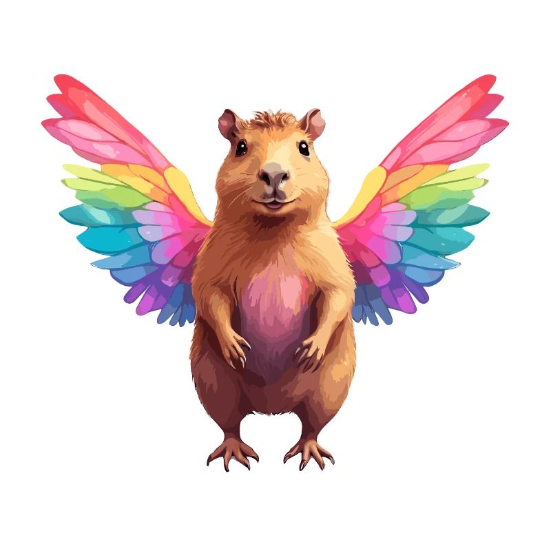 Capybara Ailes arc-en-ciel