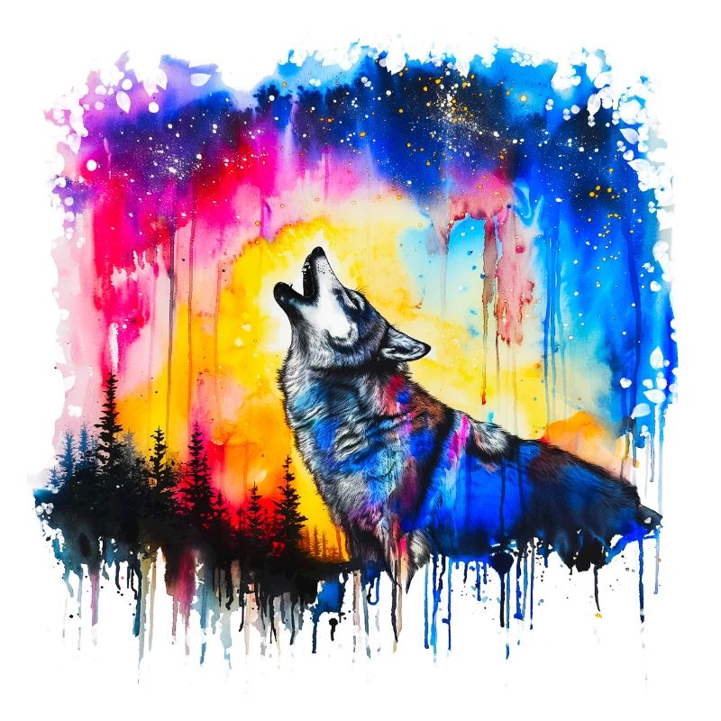 Loup aquarelle