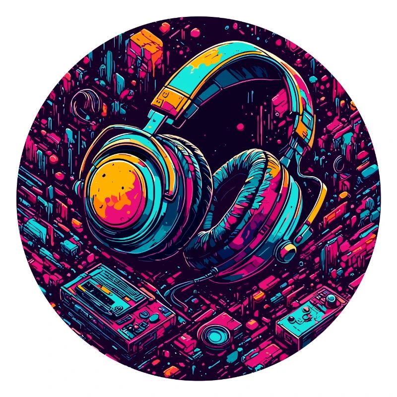 Kopfhörer / Audio / Musik / Neon / cool / lauschen