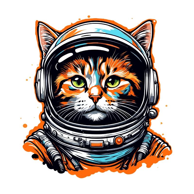 Astronaut / Weltall / Tier / Katze / Raumschiff