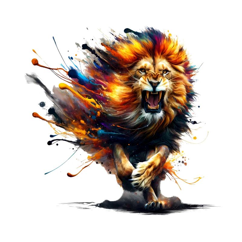 Lion sauvage à l’aquarelle