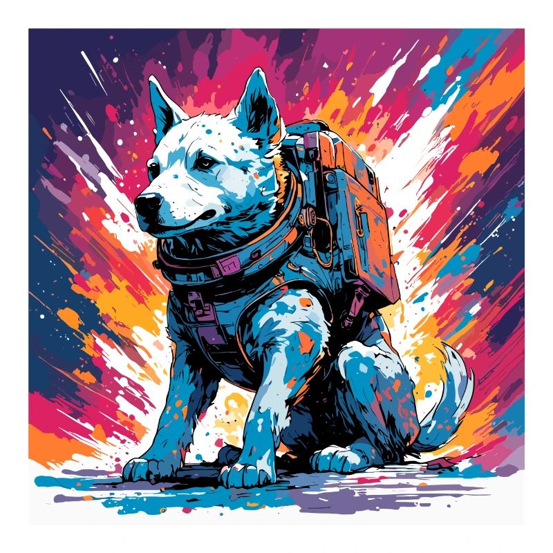 Astronaute / Espace / Vaisseau spatial / Chien