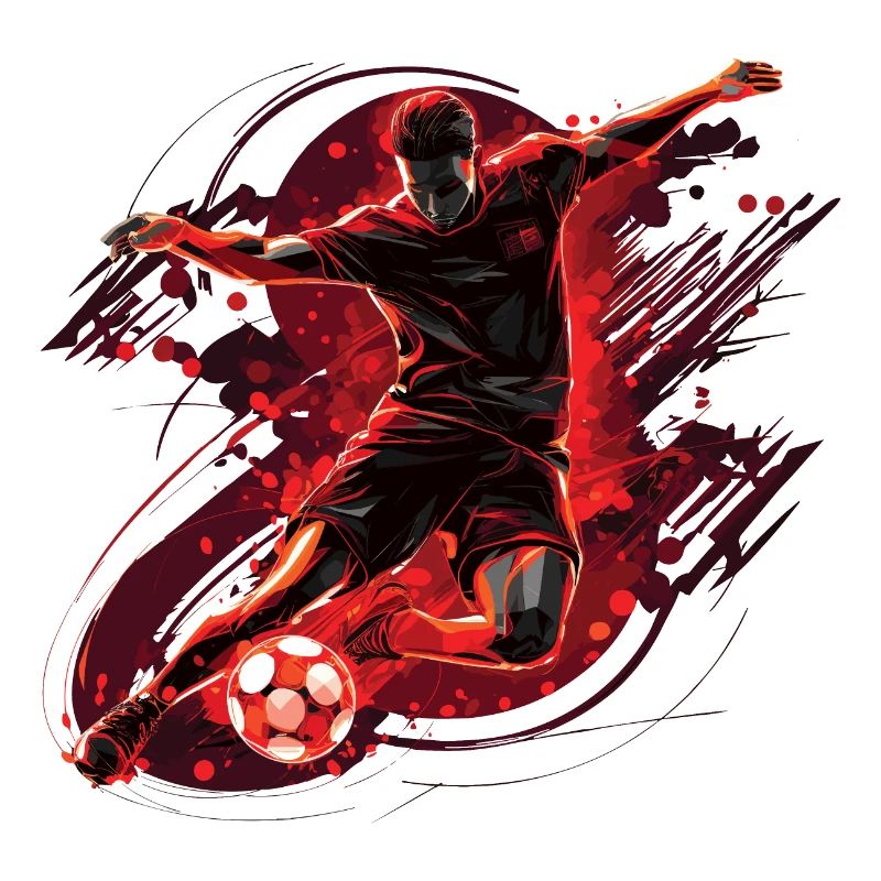 Ein Fußballer in einer dynamischen Aktion mit einem Torschuss.