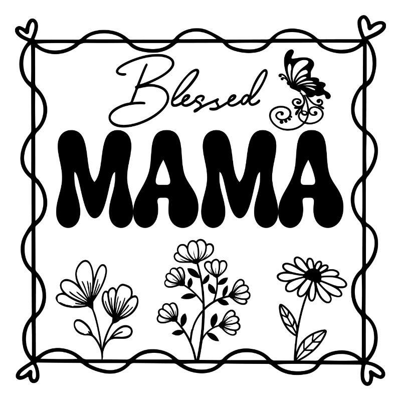 MAMA mit Wildblume in einem Quadrat