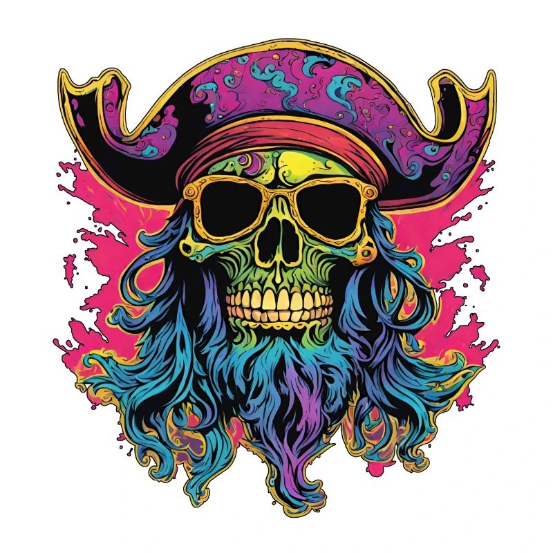 Crâne de pirate psychédélique