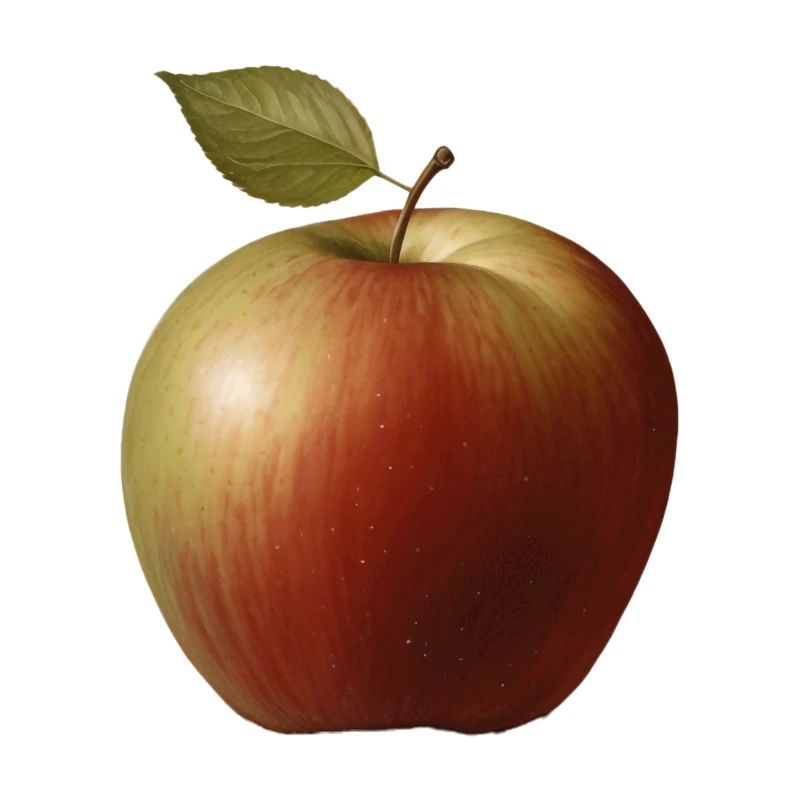 Apple with green leaf