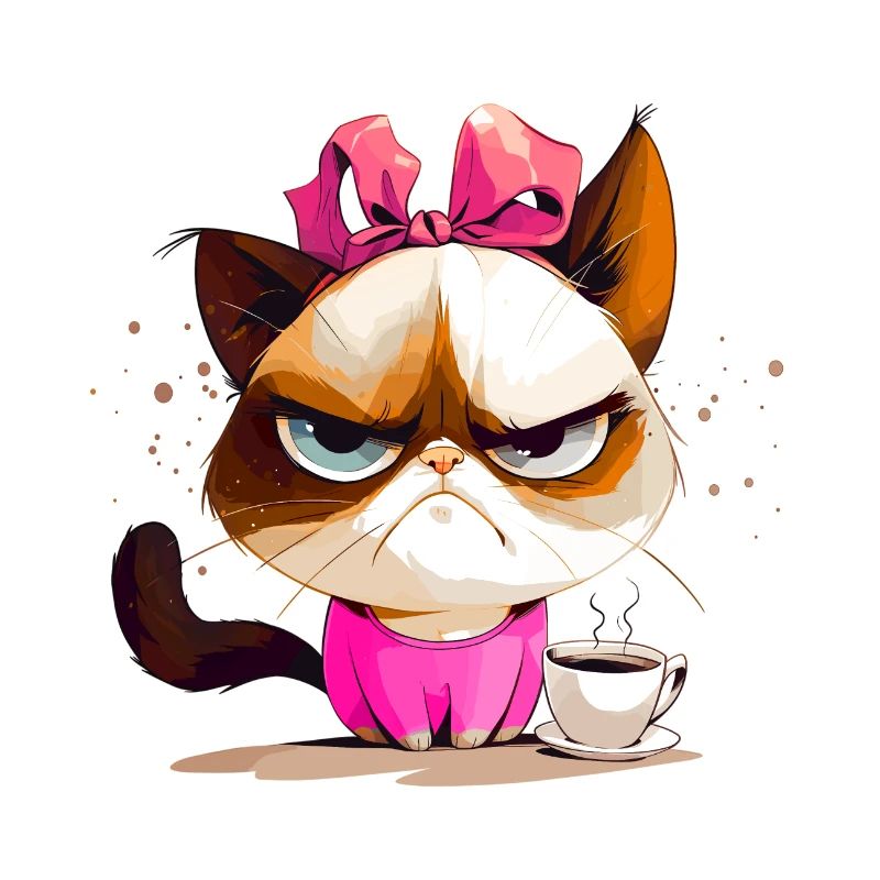 Grumpy | Katze | Genervte Katz | Kaffeeliebhaber
