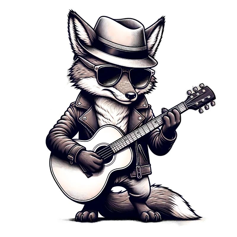 Custom Cartoon Fox Guitar TShirt