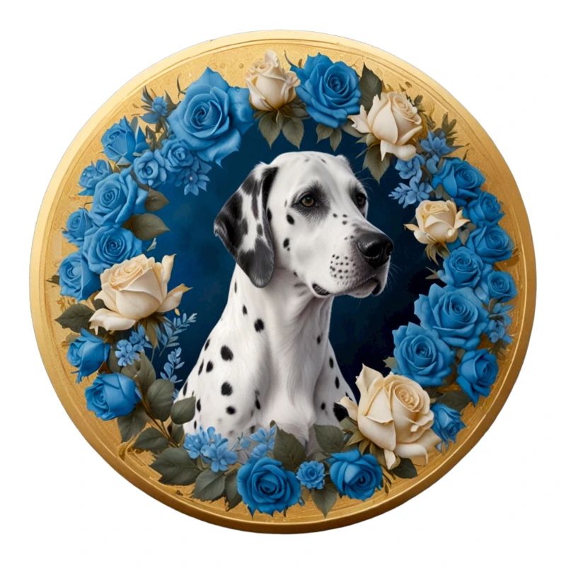 Dalmatian and blue roses