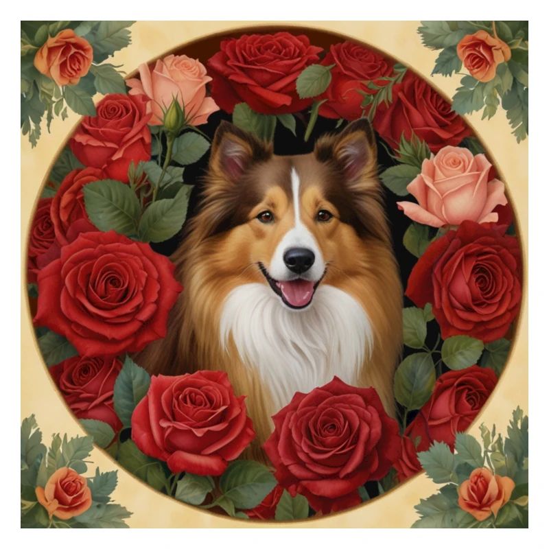 colley et roses rouges